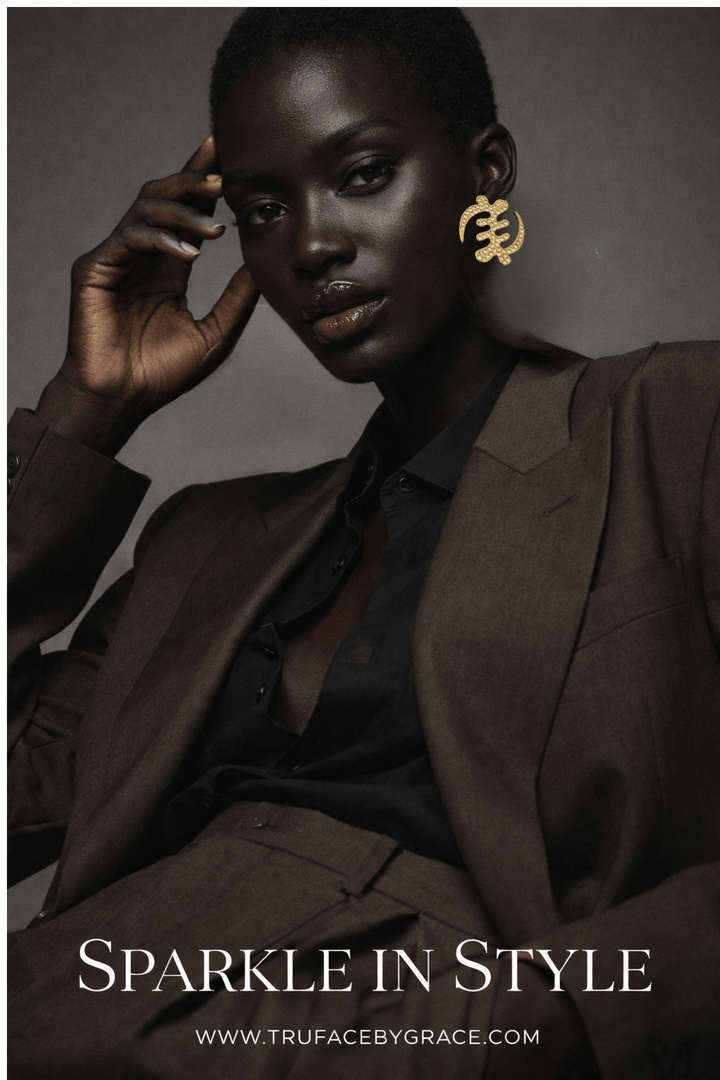 Luxe Crystal Gye Nyame Earrings - Trufacebygrace