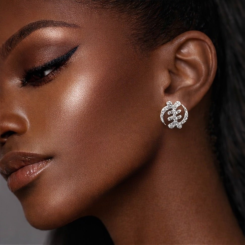 Luxe Crystal Gye Nyame Earrings - Trufacebygrace