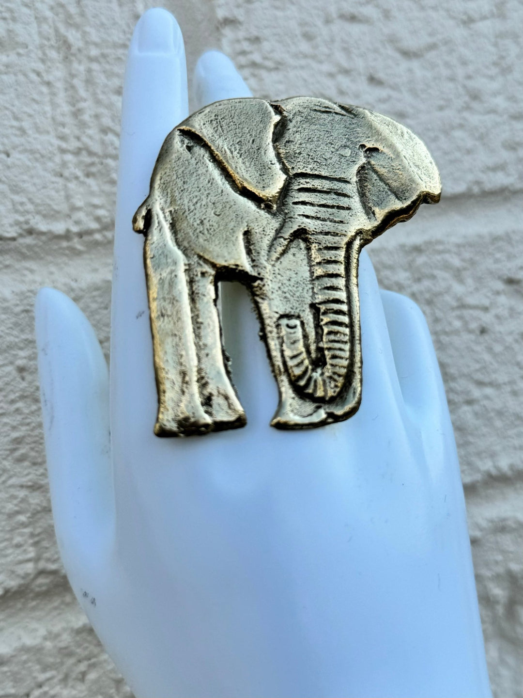 Majestic Elephant Adjustable Brass Ring - Trufacebygrace