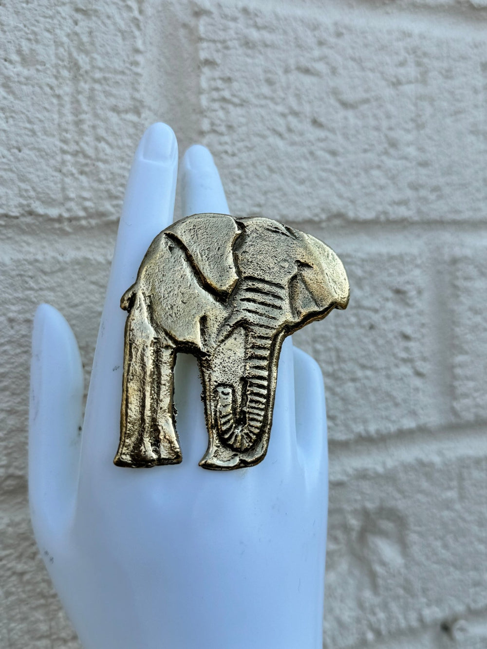 Majestic Elephant Adjustable Brass Ring - Trufacebygrace