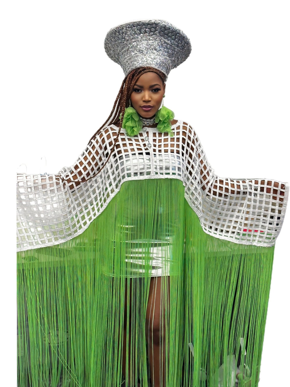 Makeda, Queen of Sheba Royal Cover - up - White/Lime - Trufacebygrace