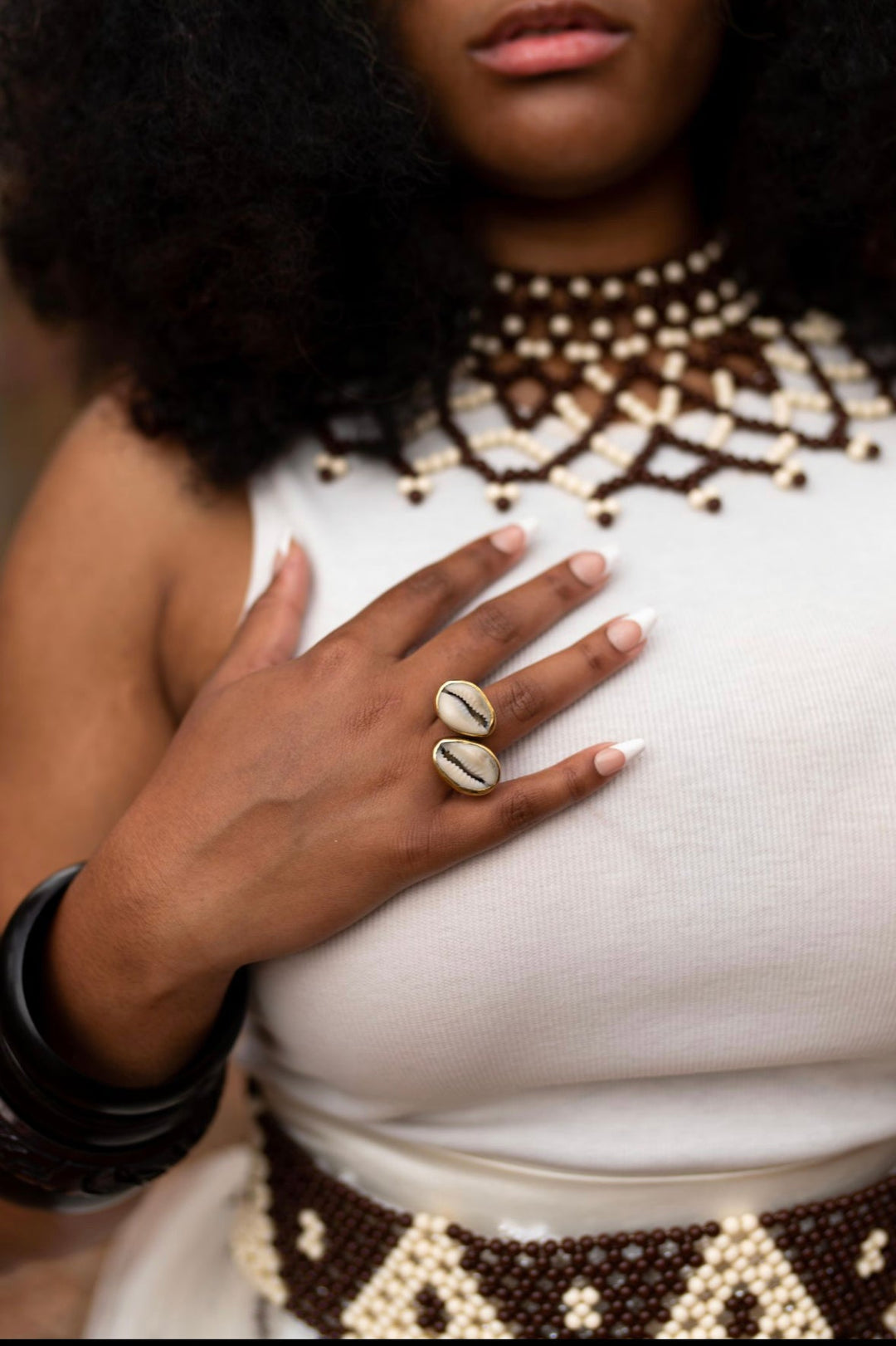 Mapuma Adjustable Two Cowry Shell Rings - Trufacebygrace