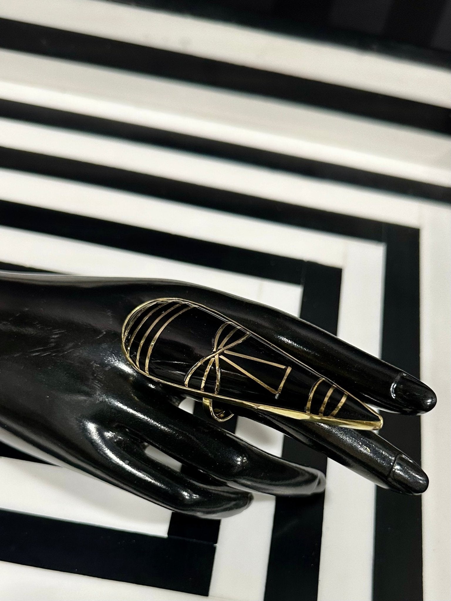 Maskhara Bone and Brass Tribal Mask Ring - Trufacebygrace