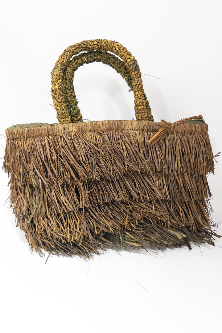 Mitende - Fringe Raffia / Straw tote beach Bag - Trufacebygrace