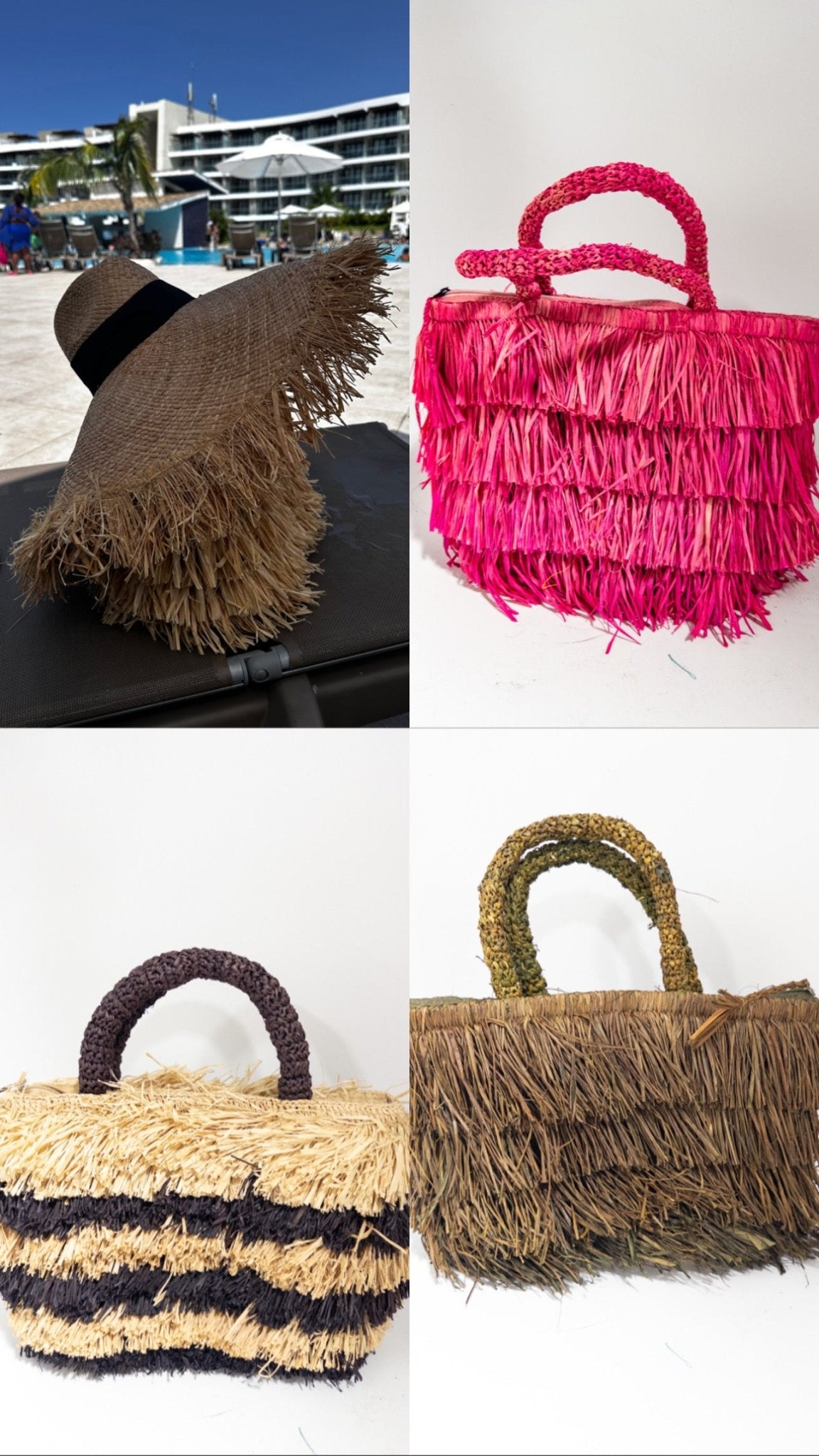 Mitende - Fringe Raffia / Straw tote beach Bag - Trufacebygrace