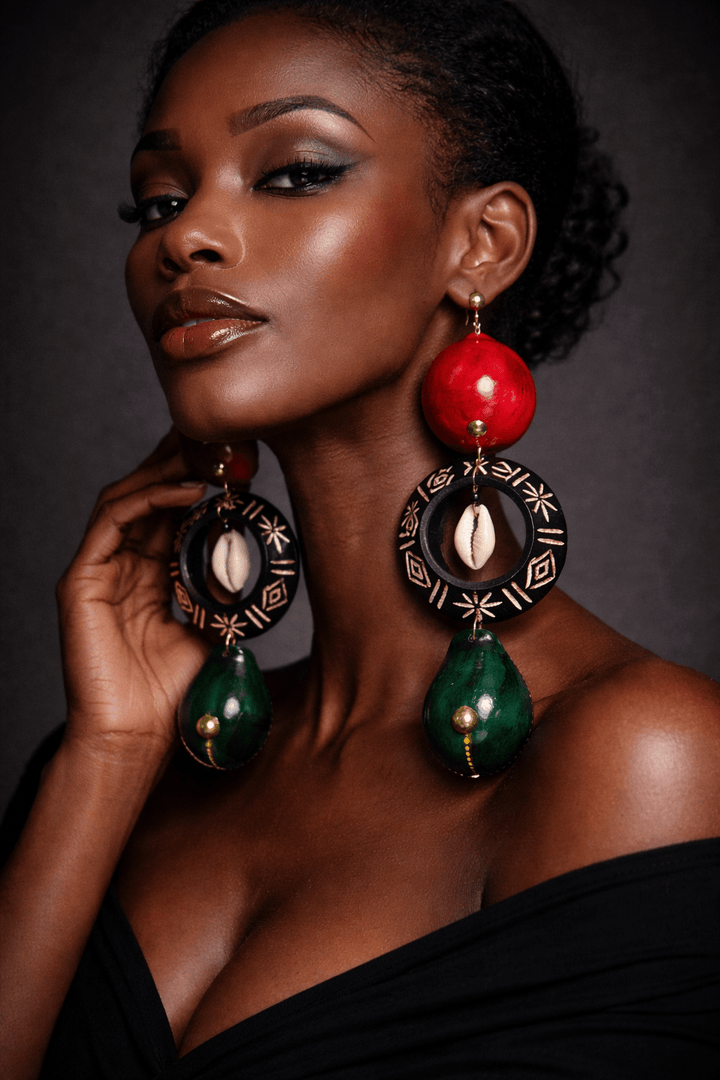Mixed Colors Calabash Tribal Expressions Earrings - Trufacebygrace