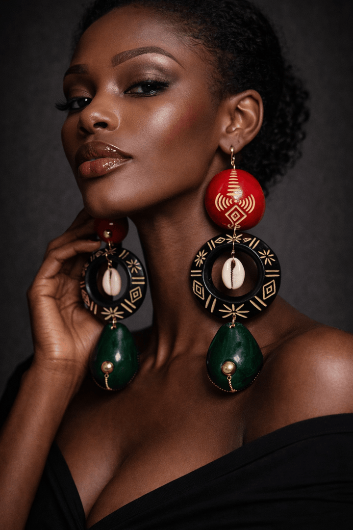 Mixed Colors Calabash Tribal Expressions Earrings - Trufacebygrace