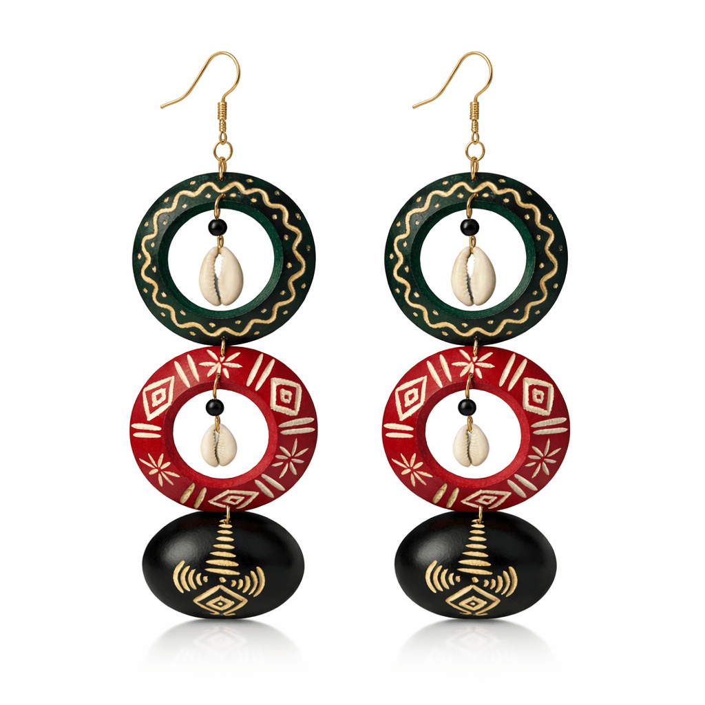 Mixed Colors Calabash Tribal Expressions Earrings - Trufacebygrace