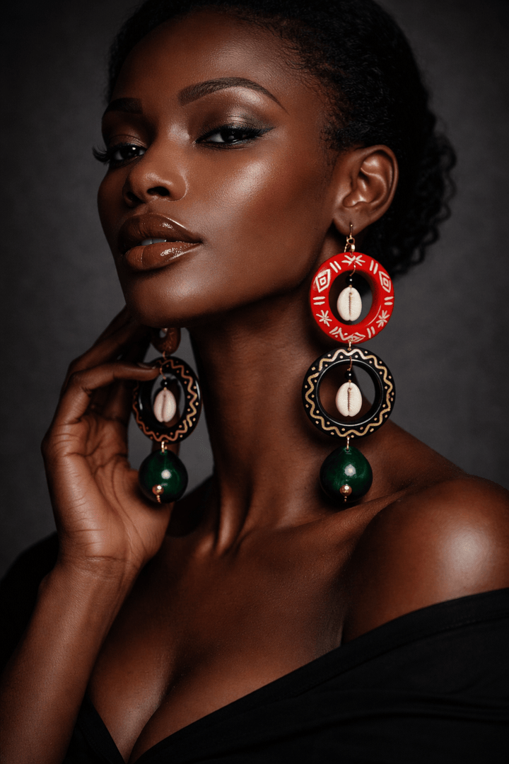 Mixed Colors Calabash Tribal Expressions Earrings - Trufacebygrace