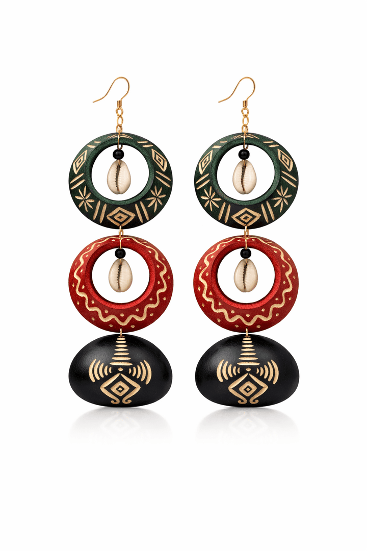 Mixed Colors Calabash Tribal Expressions Earrings - Trufacebygrace