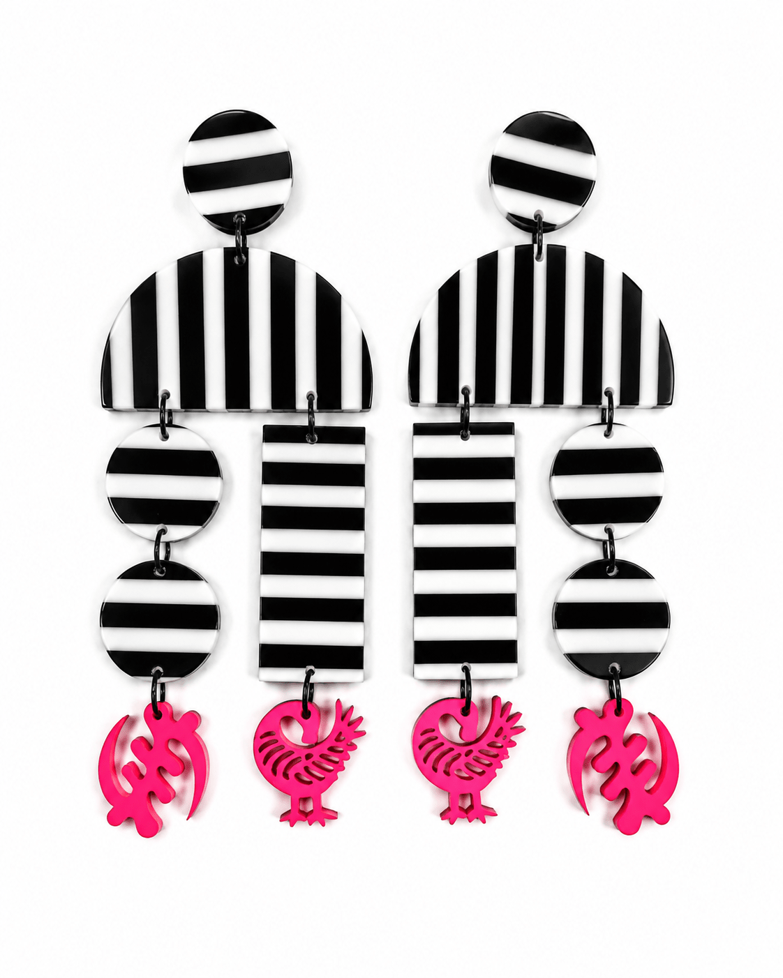 Monochrome Adinkra Earrings - Trufacebygrace