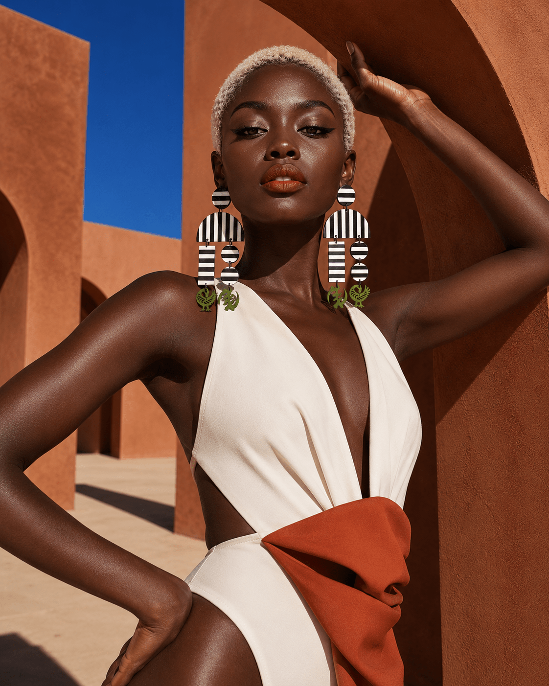 Monochrome Adinkra Earrings - Trufacebygrace