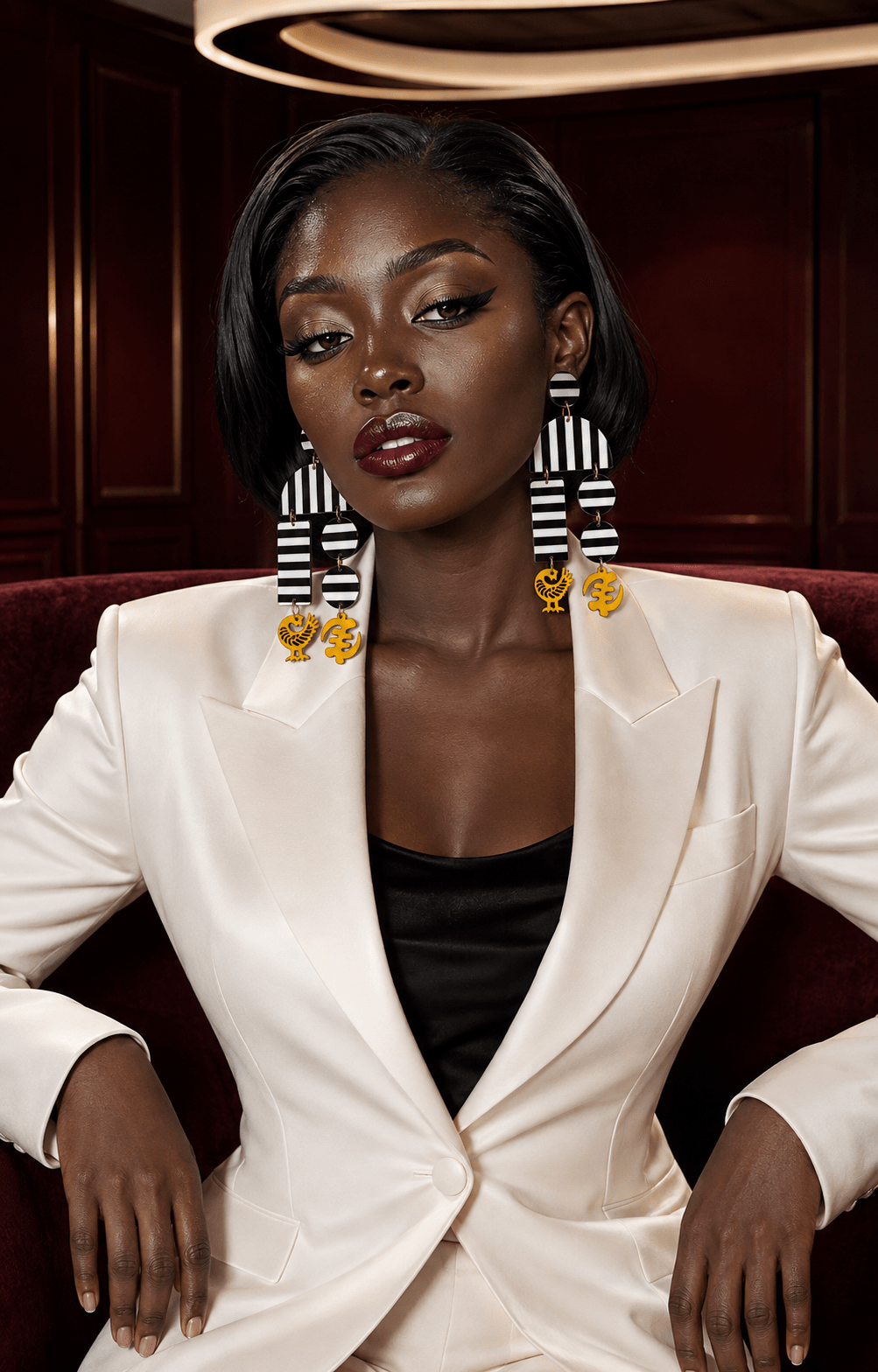 Monochrome Adinkra Earrings - Trufacebygrace