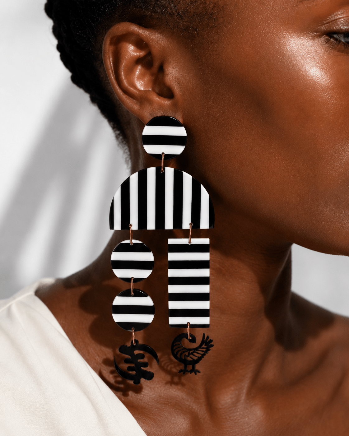 Monochrome Adinkra Earrings - Trufacebygrace