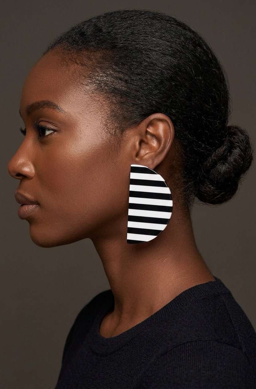 Monochrome Halfmoon Earrings - Trufacebygrace