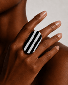 Monochrome Stripe Statement Ring - Trufacebygrace