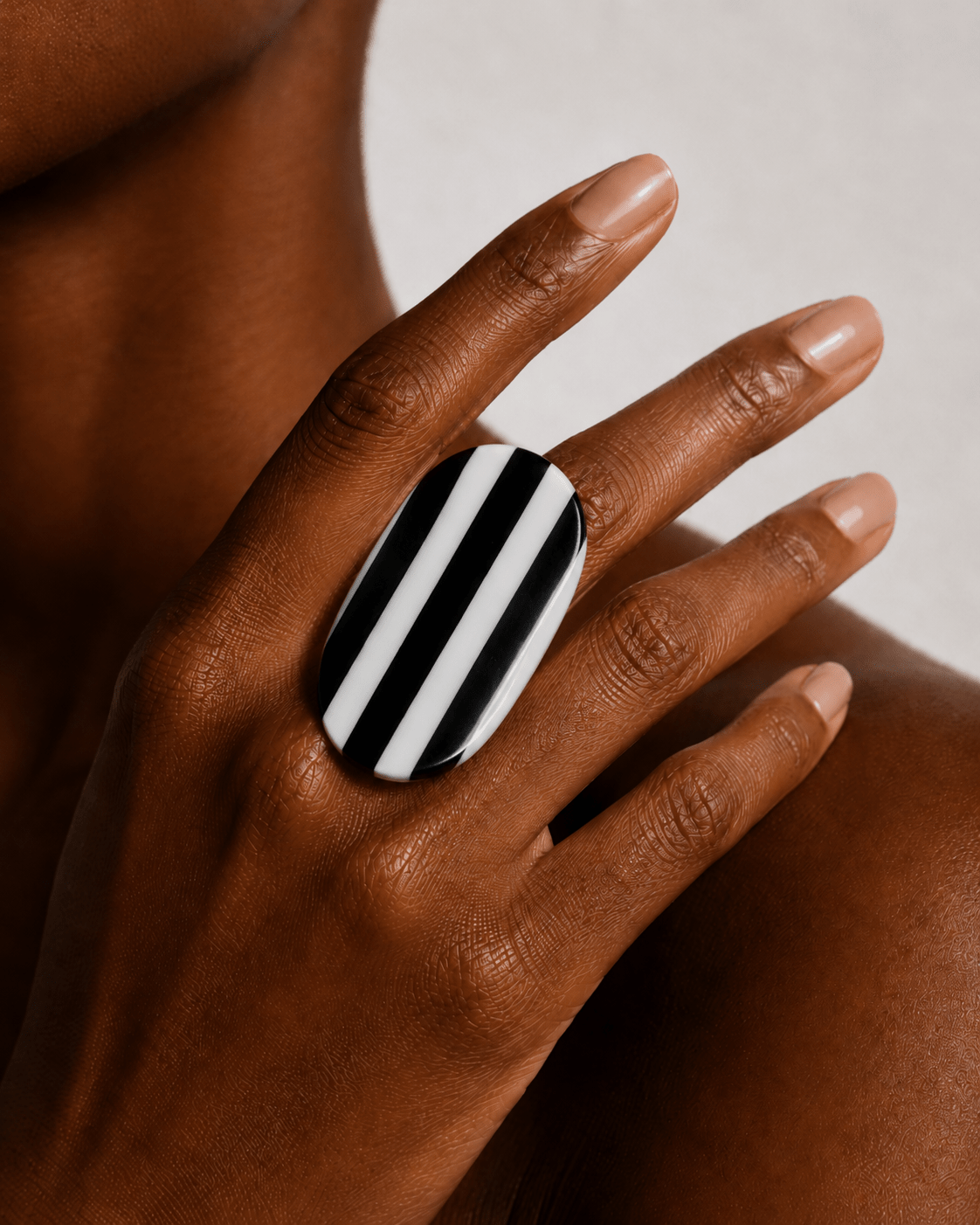 Monochrome Stripe Statement Ring - Trufacebygrace