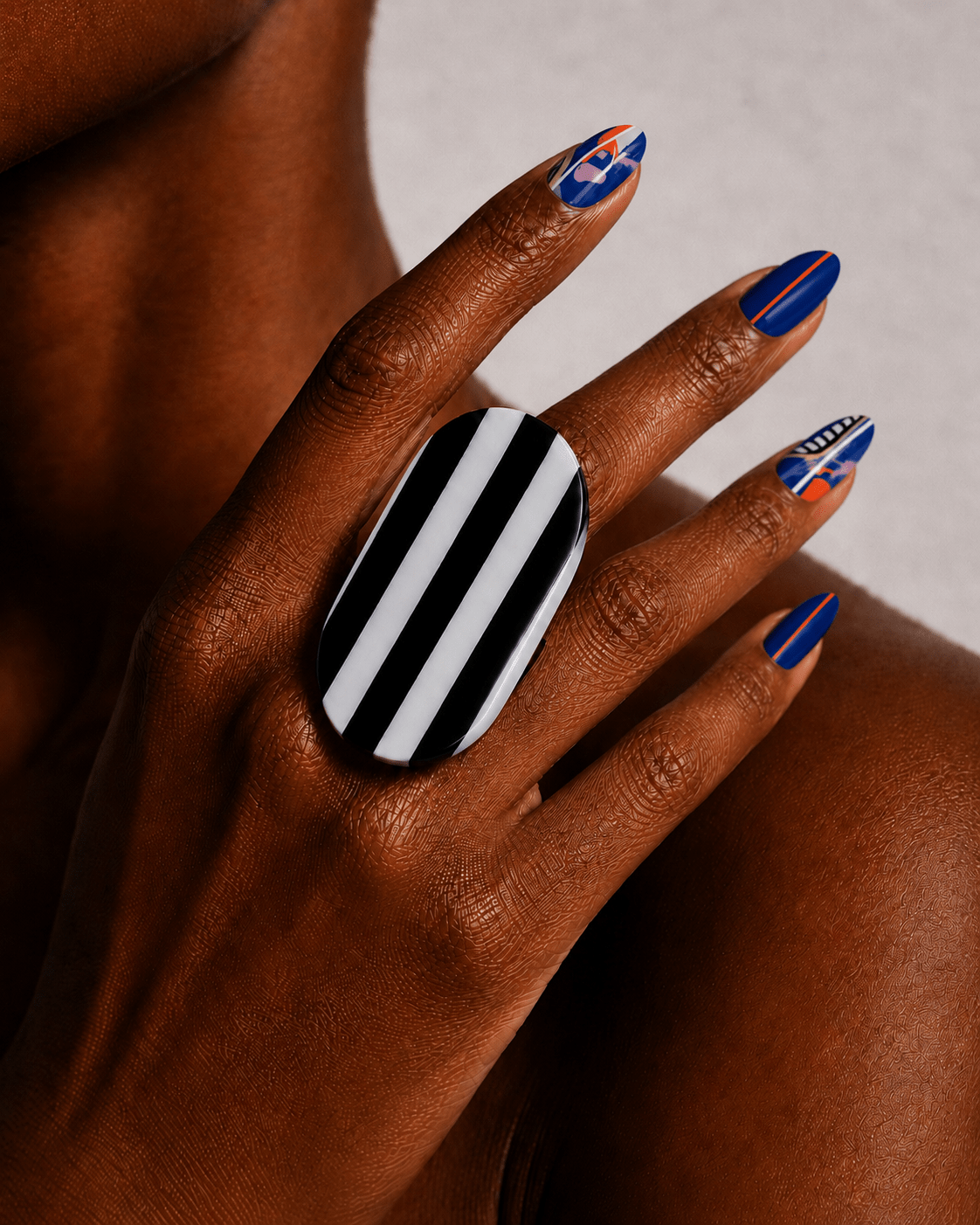 Monochrome Stripe Statement Ring - Trufacebygrace