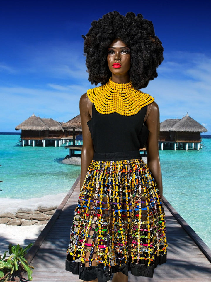 Multi Ankara Laced Midi Skirt - Trufacebygrace