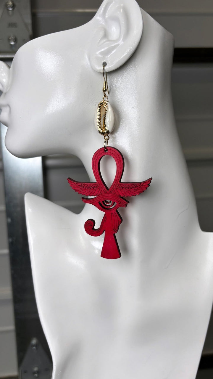 Mystic Ankh & Cowrie Shell Earrings - Trufacebygrace