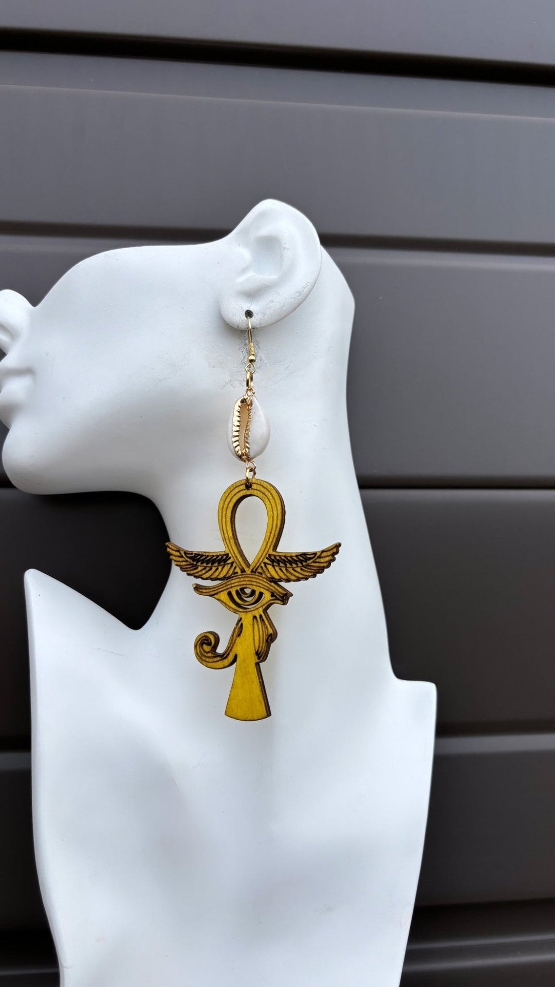 Mystic Ankh & Cowrie Shell Earrings - Trufacebygrace