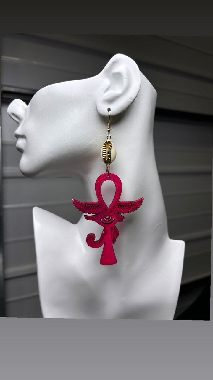 Mystic Ankh & Cowrie Shell Earrings - Trufacebygrace