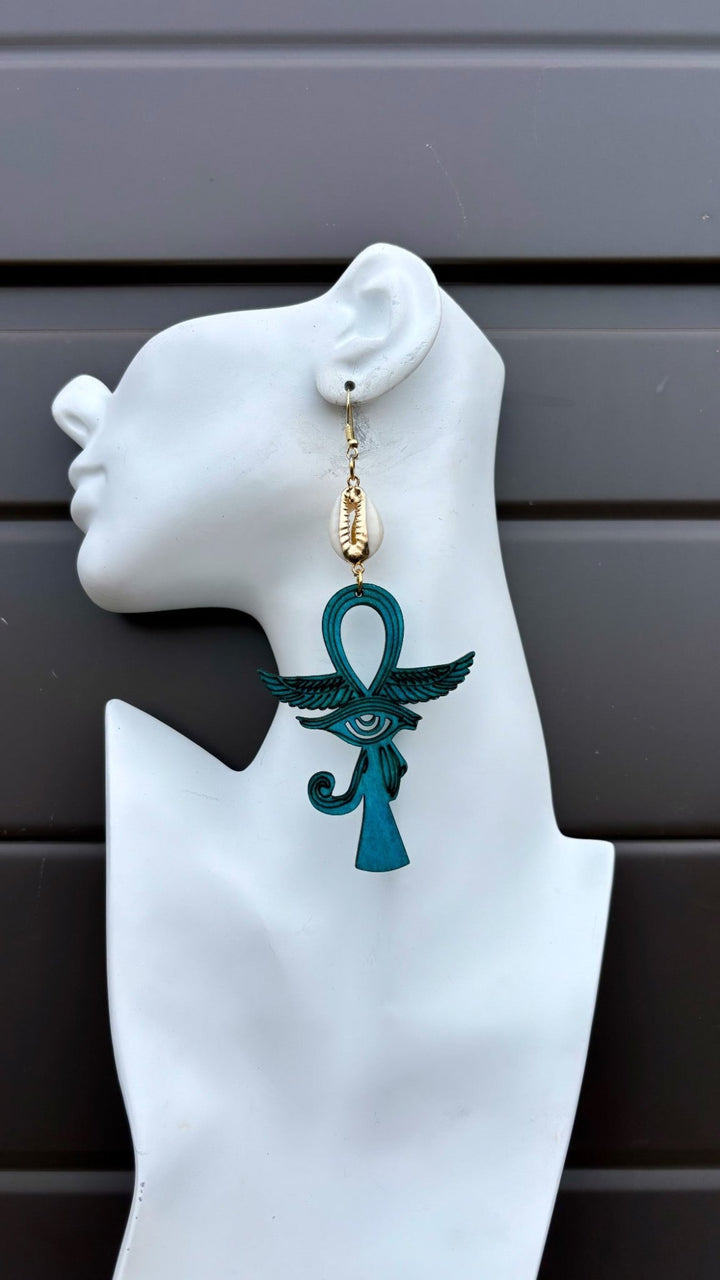 Mystic Ankh & Cowrie Shell Earrings - Trufacebygrace