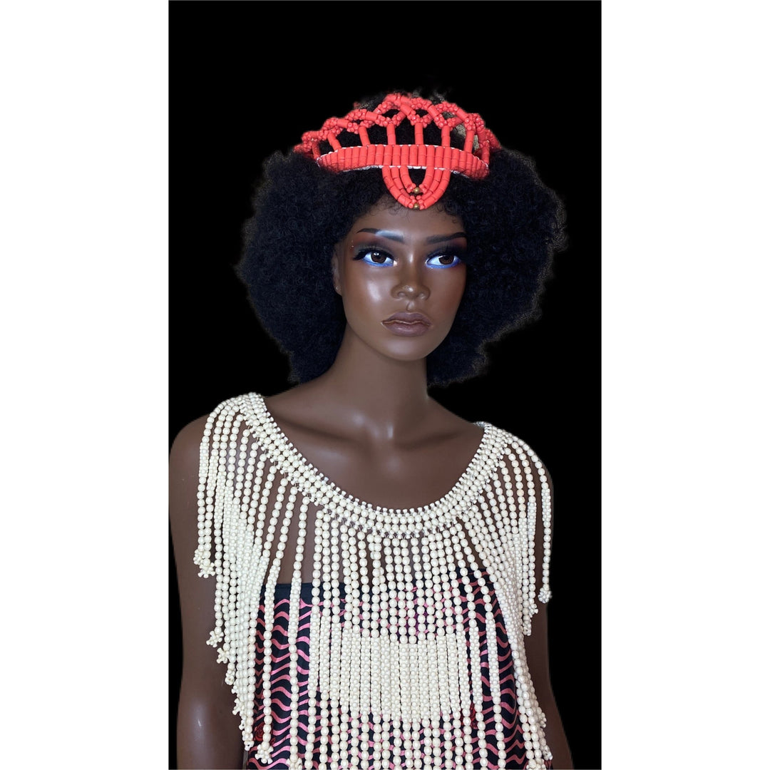 Nigerian Igbo wedding beaded cap/headpiece - Trufacebygrace