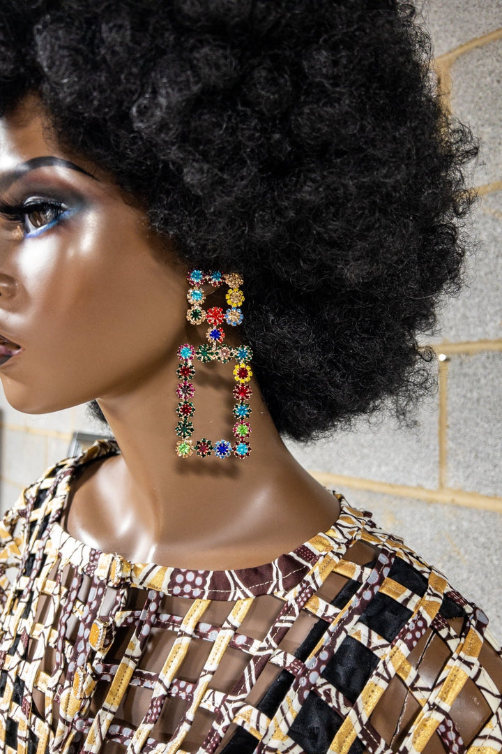 Ninamki Square statement Rhinestones Earrings - Trufacebygrace