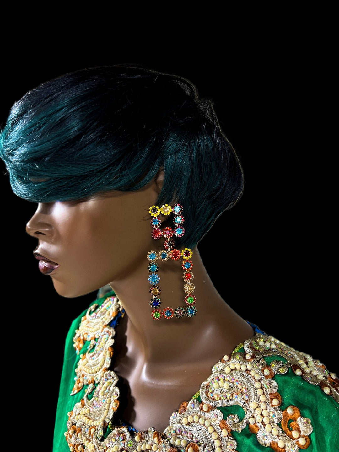 Ninamki Square statement Rhinestones Earrings - Trufacebygrace