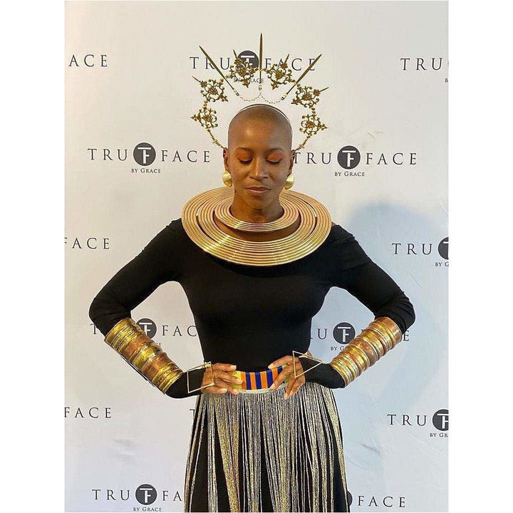 Nnengi Brass Statement Geometric Rings - Trufacebygrace