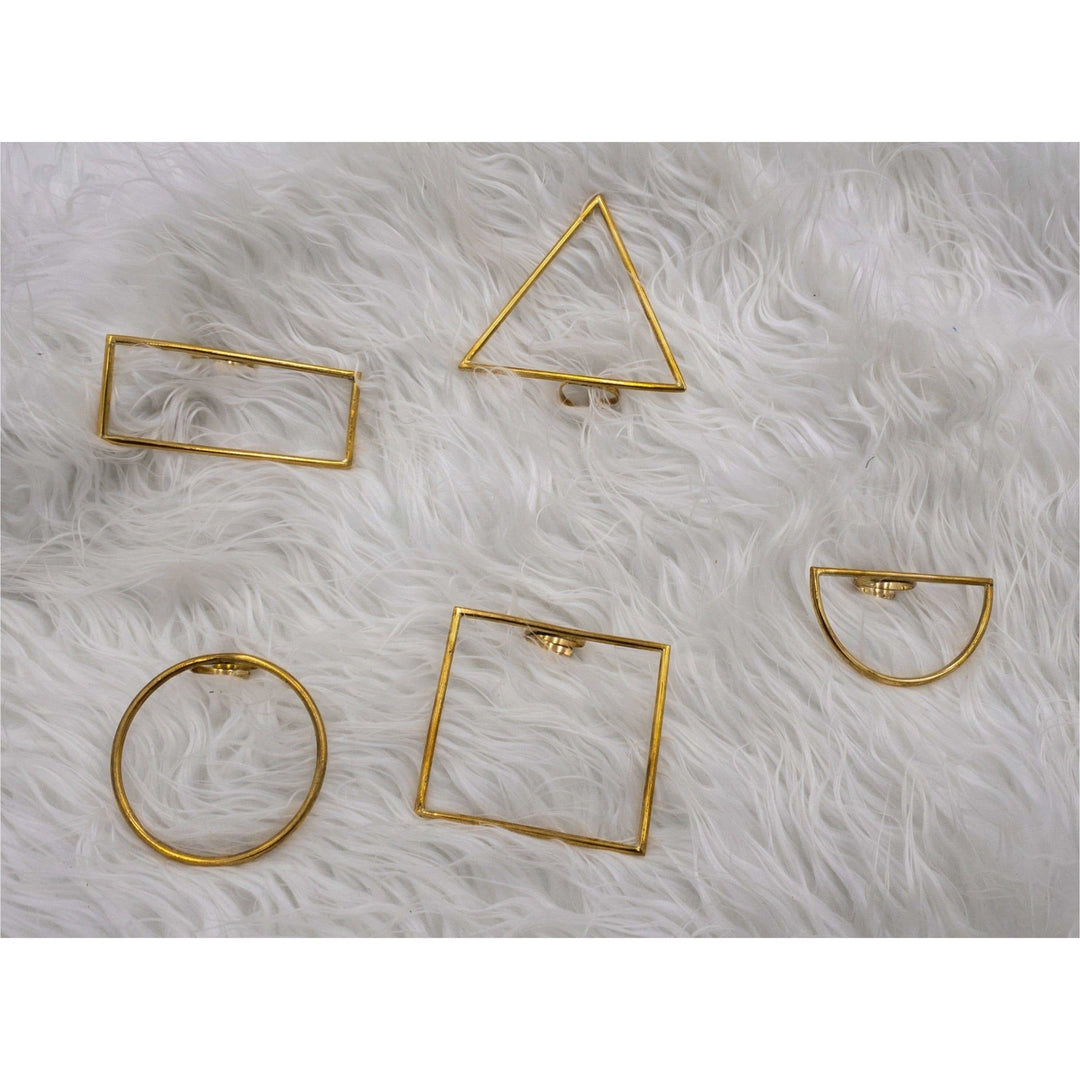 Nnengi Brass Statement Geometric Rings - Trufacebygrace