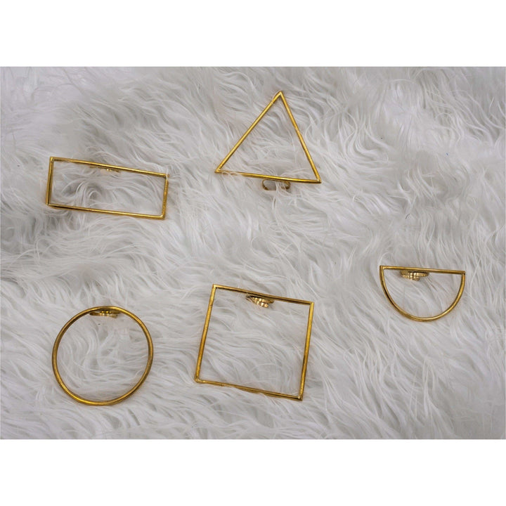 Nnengi Brass Statement Geometric Rings - Trufacebygrace