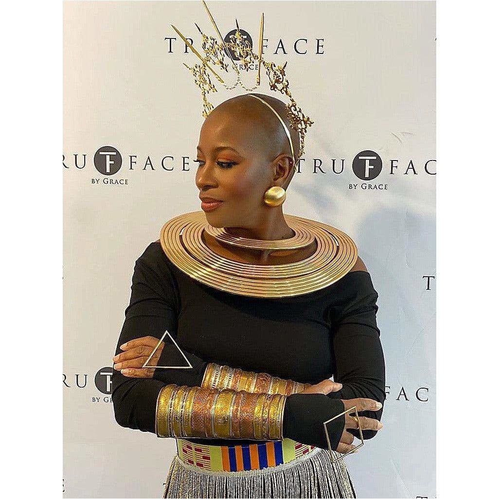 Nnengi Brass Statement Geometric Rings - Trufacebygrace