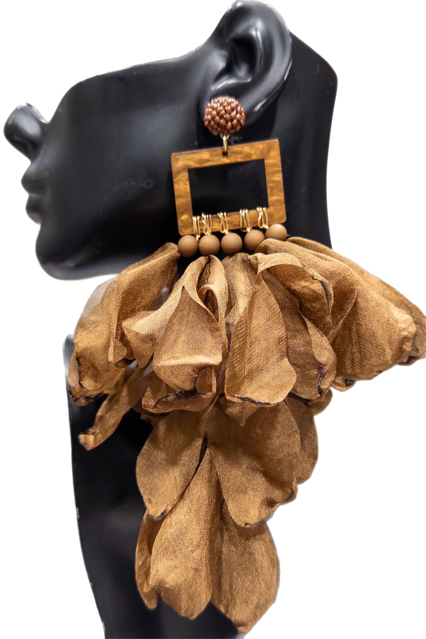 Nonso Square top flower petal earrings - Trufacebygrace