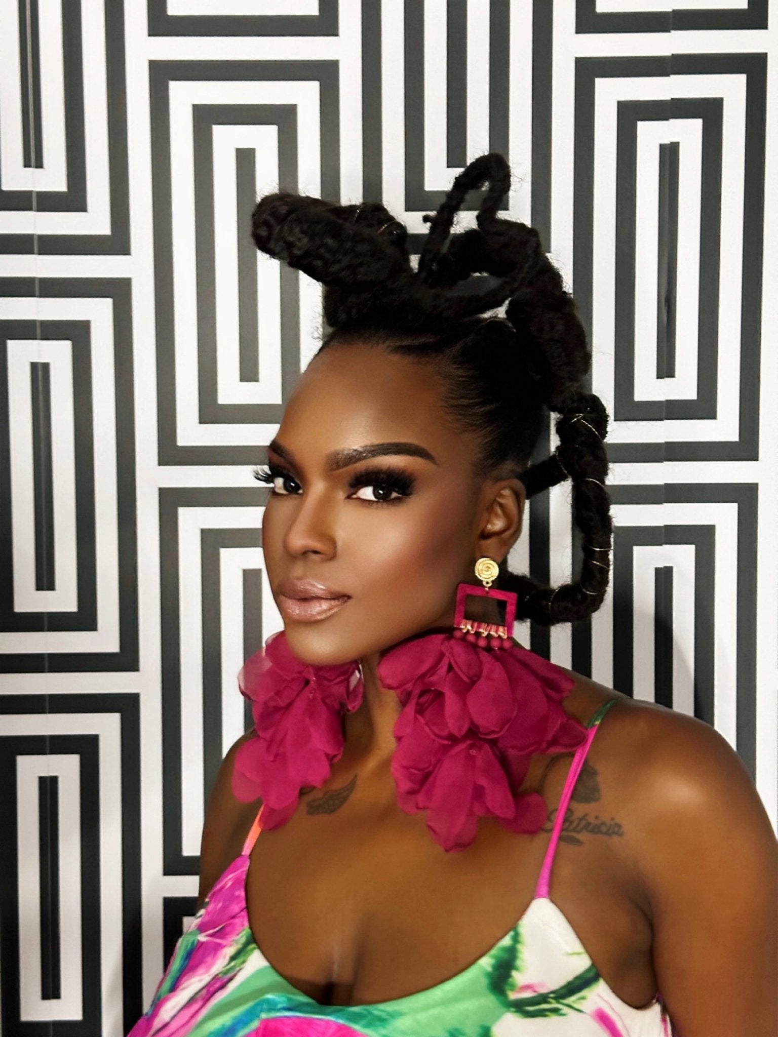 Nonso Square top flower petal earrings - Trufacebygrace