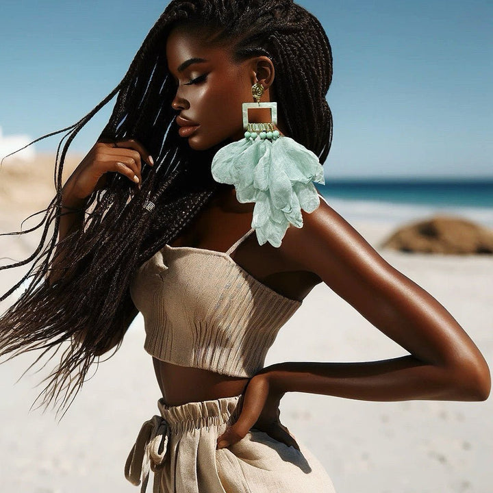 Nonso Square top flower petal earrings - Trufacebygrace