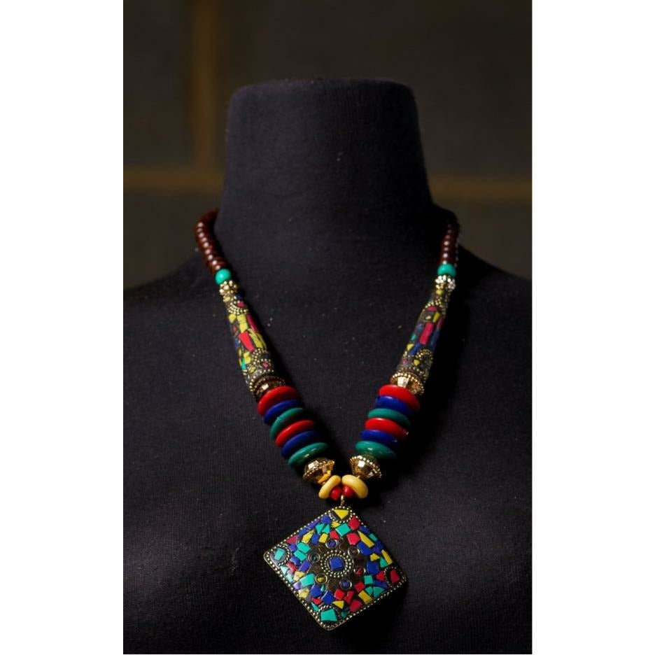 Nouf colorful Mosaic Neckace - Trufacebygrace