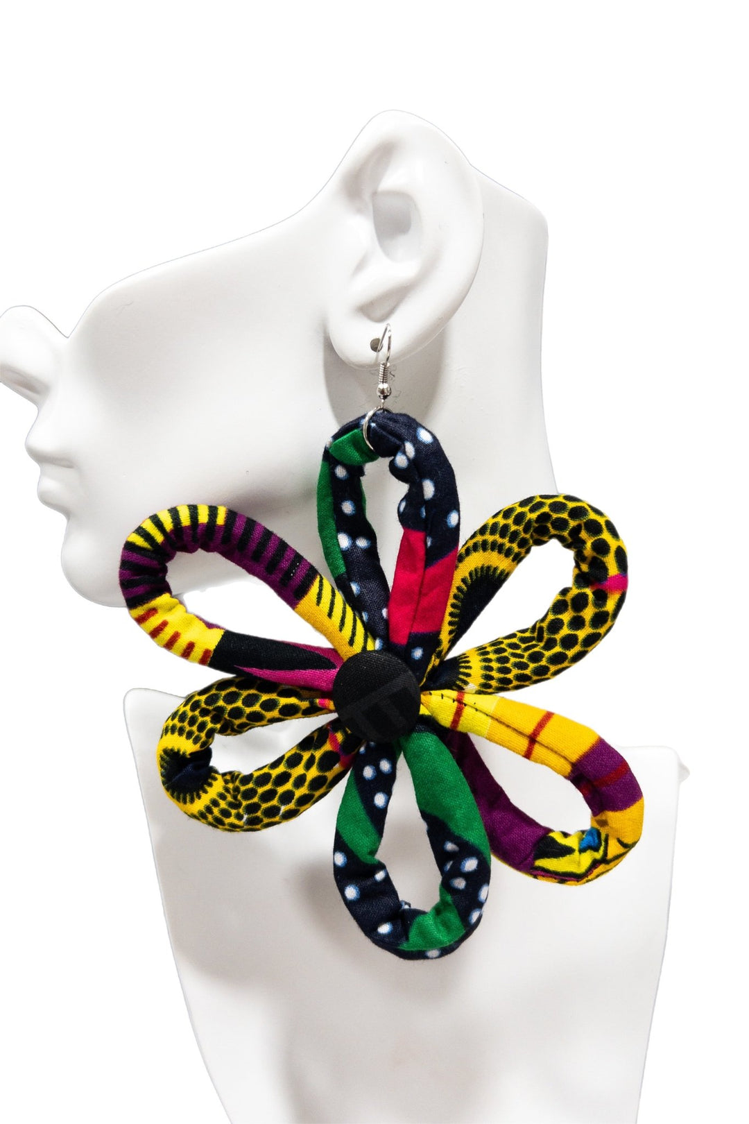 Ntoma / Ankara Print Flower Oversized Earrings - Trufacebygrace