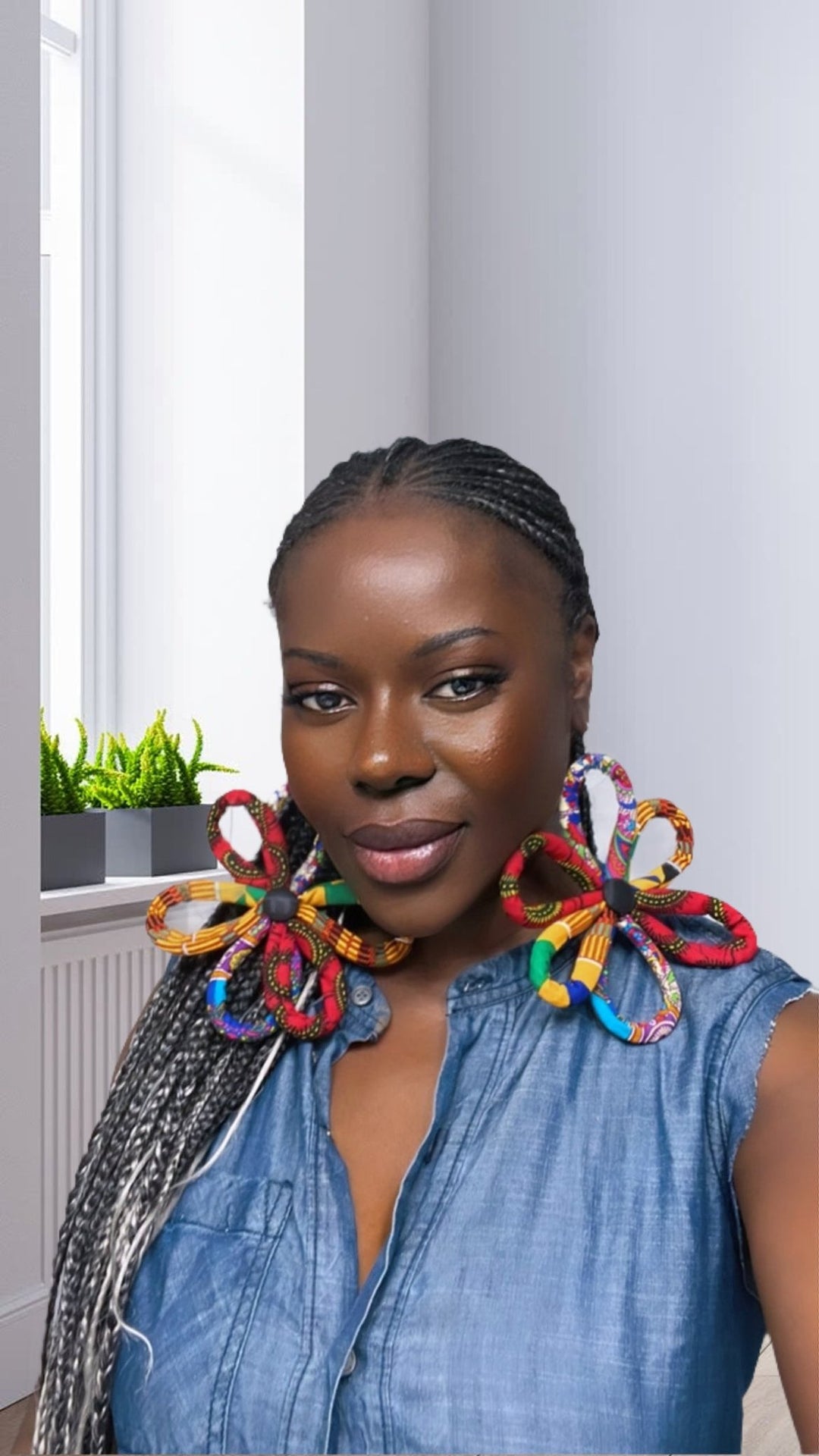 Ntoma / Ankara Print Flower Oversized Earrings - Trufacebygrace