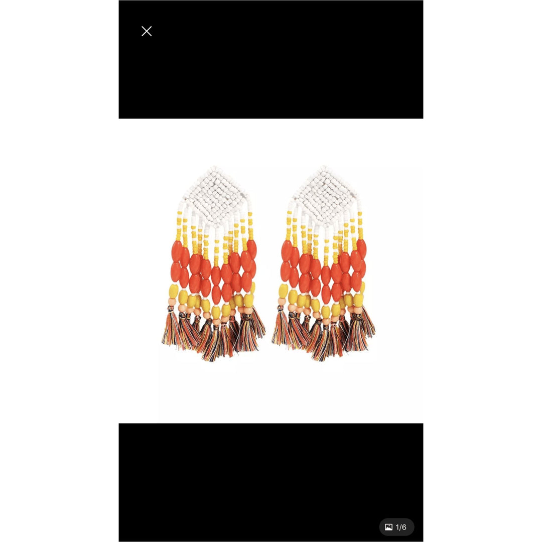 Nyarko Beaded Fringe Earrings - Trufacebygrace