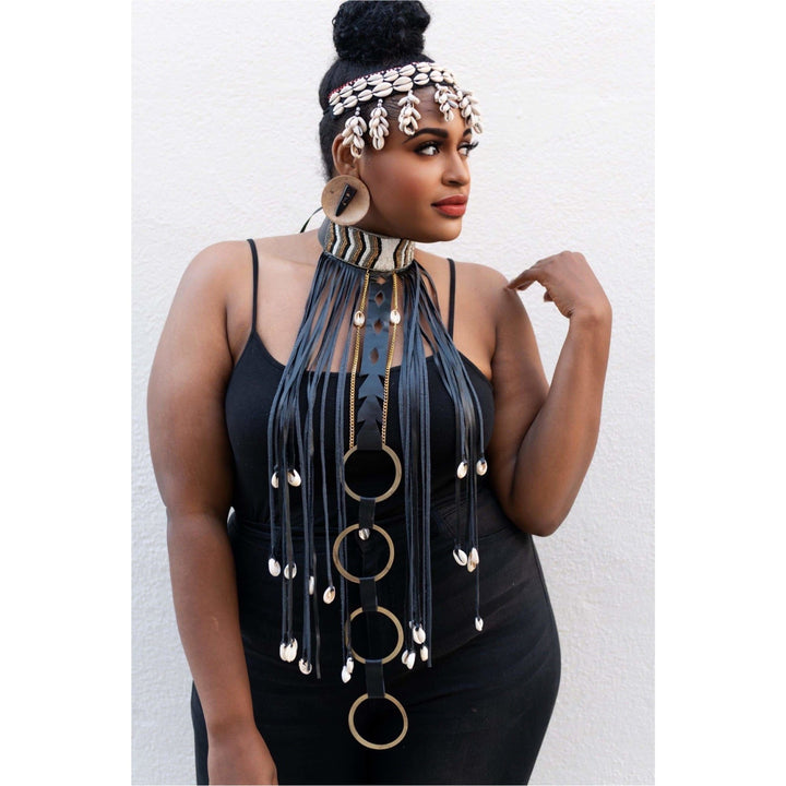 Obaa Serwaa cowry shell choker or Reversible headpiece - Trufacebygrace