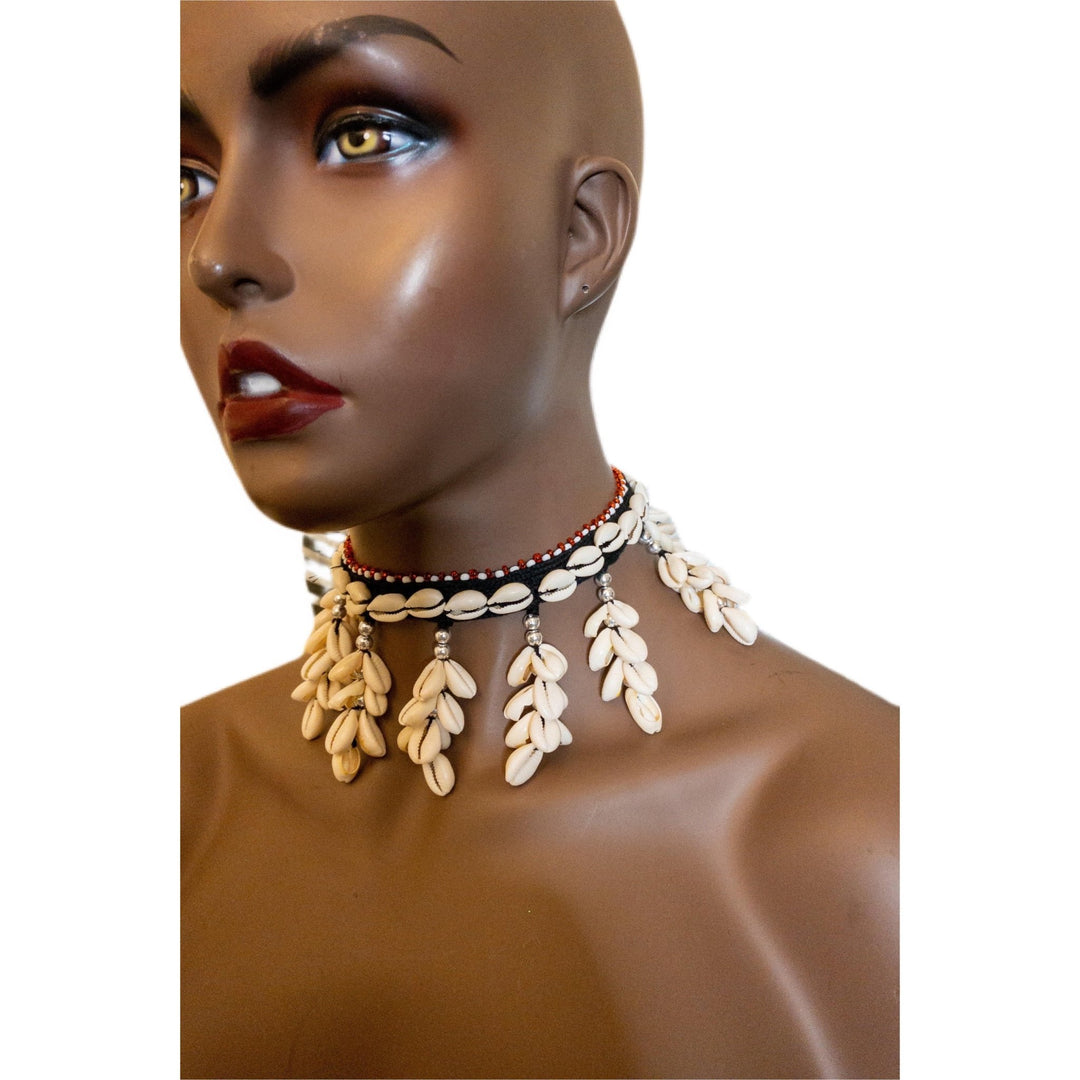 Obaa Serwaa cowry shell choker or Reversible headpiece - Trufacebygrace