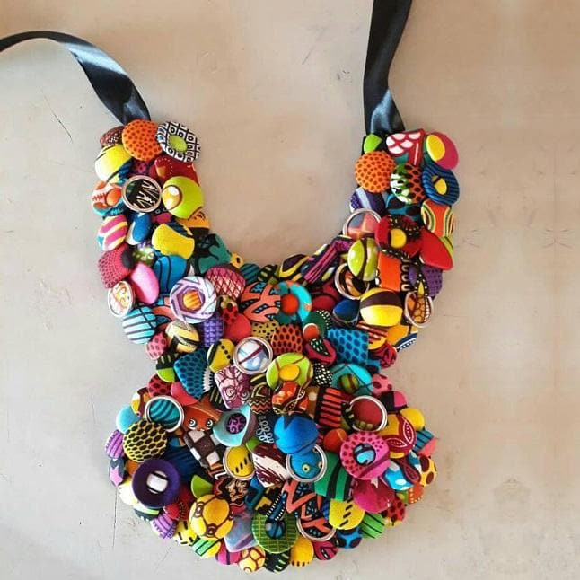 Obaa Sima Ankara fabric buttons Neckpiece/choker - Trufacebygrace