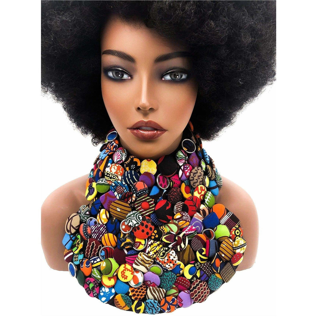 Obaa Sima Ankara fabric buttons Neckpiece/choker - Trufacebygrace