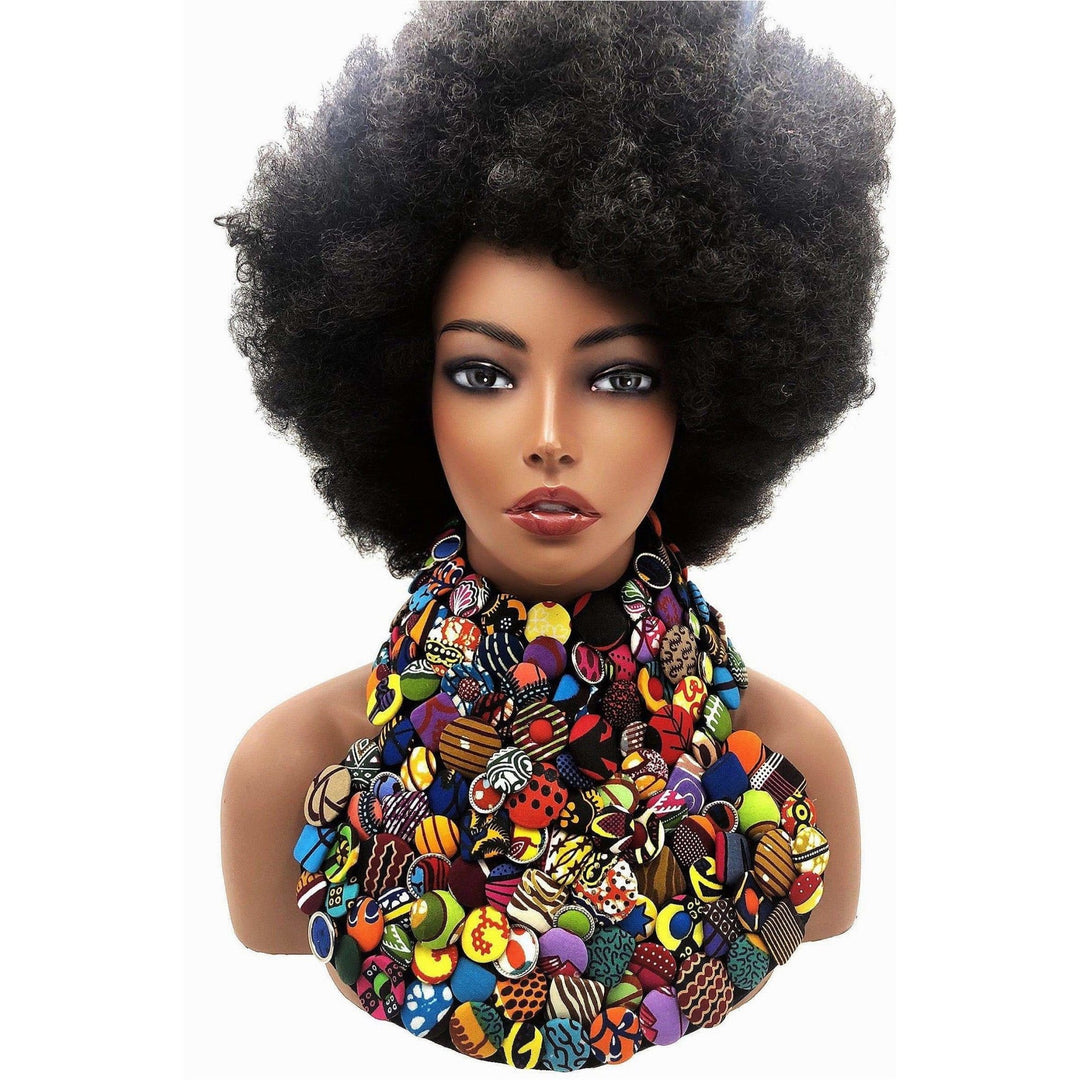 Obaa Sima Ankara fabric buttons Neckpiece/choker - Trufacebygrace