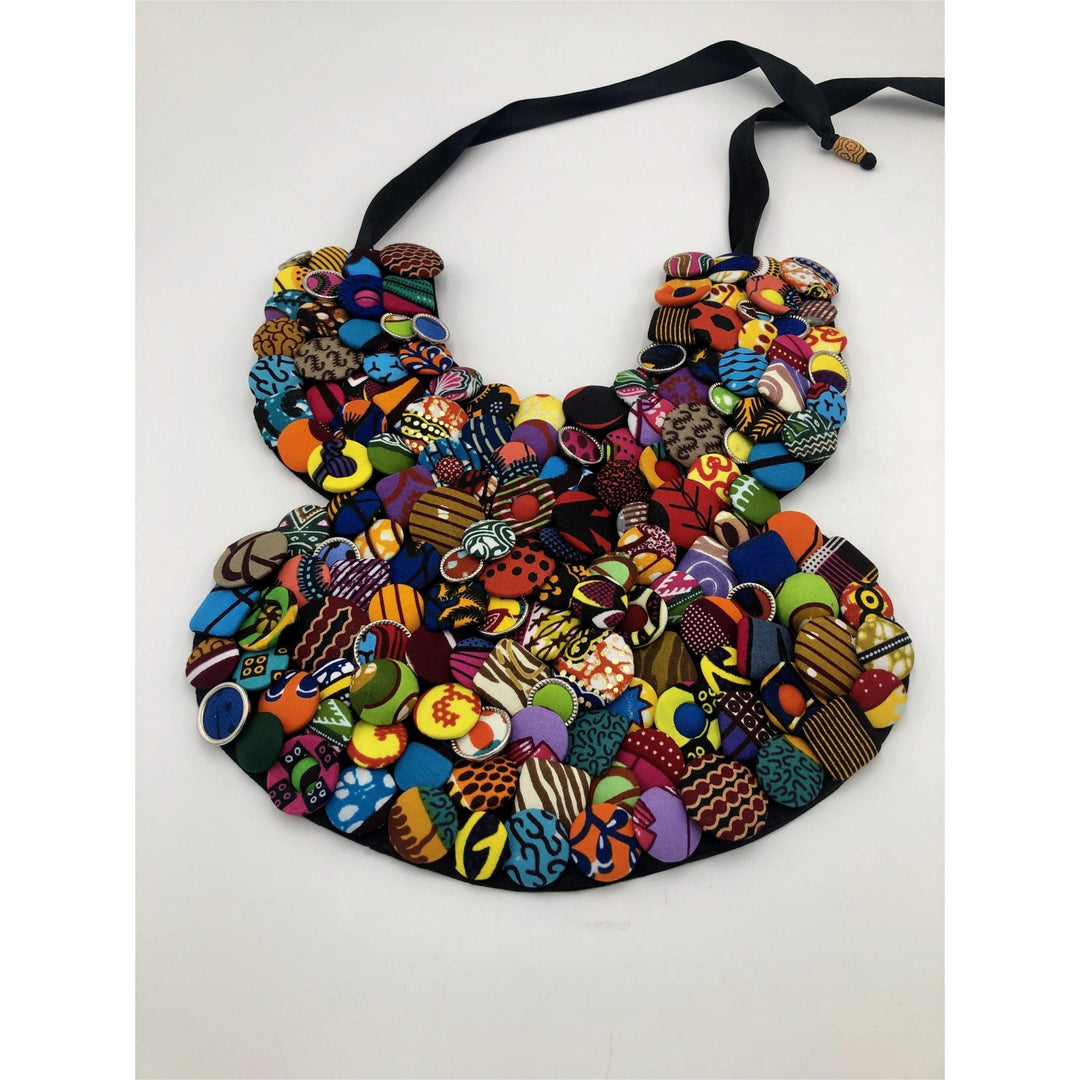 Obaa Sima Ankara fabric buttons Neckpiece/choker - Trufacebygrace