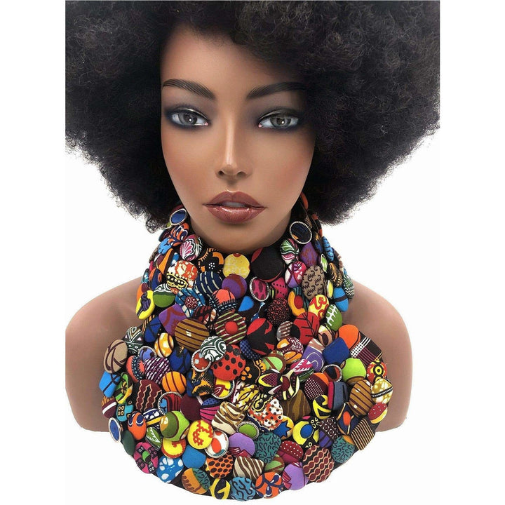 Obaa Sima Ankara fabric buttons Neckpiece/choker - Trufacebygrace