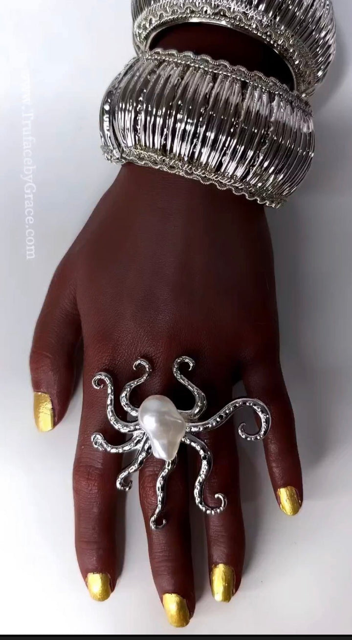 Octopus Pearl Crystal chic Ring - Trufacebygrace