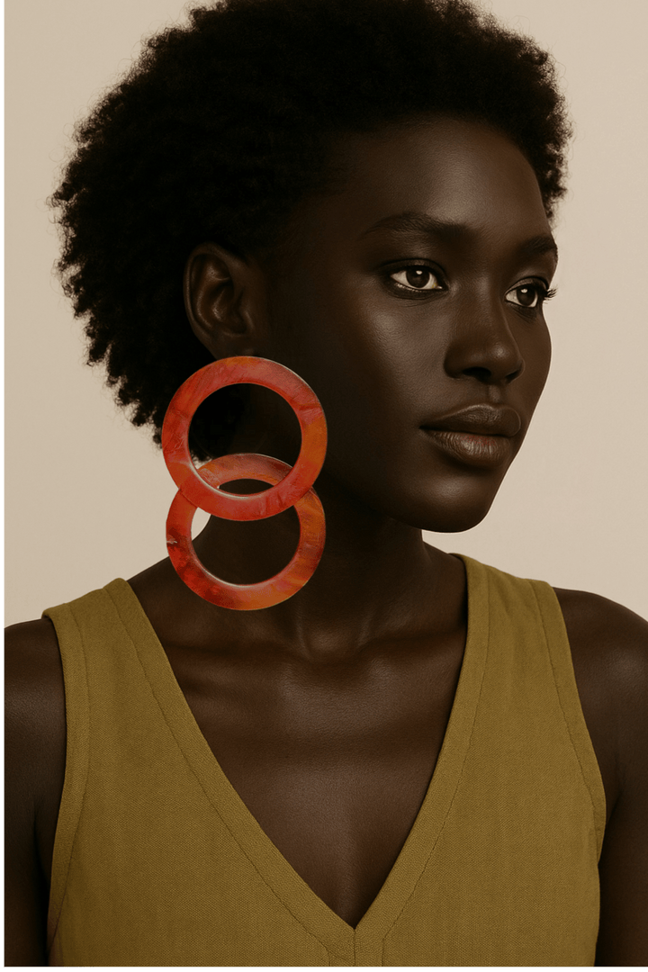 Ohemaa oversized Double Round Earrings - Trufacebygrace
